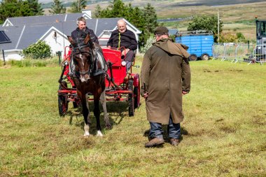 MEENACES, COUNTY DONEGAL, IRELAND - AĞUSTOS 04 2025: John McLaughlin Meencross Tarım Fuarı 'nda en iyi midilli yarışını kazanıyor.