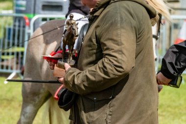 MEENACES, İKİ DONEGAL, İRELAND - 4 AĞUSTOS 2025: Yargıç Val Noone Meencross Tarım Fuarı 'nın at bölümünde meşgul..