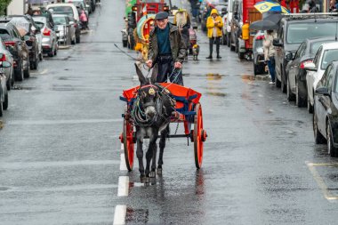 GLENTIES, COUNTY DONEGAL, IRELAND - 13 Eylül 2025: Anacaddedeki Hasat Fuarı 'nda eğlenen katılımcılar.