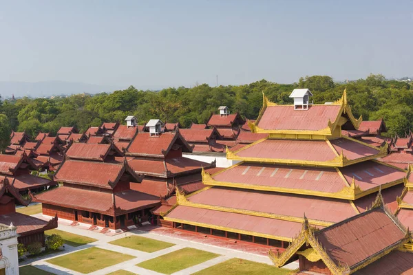 Mandalay Királyi Palota Mását Építeni 1990 Években Eredeti Palota Elpusztult — Stock Fotó