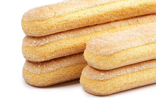 Pile Italian Cookie Savoiardi White Ladyfingers Biscuits — Stock Photo, Image