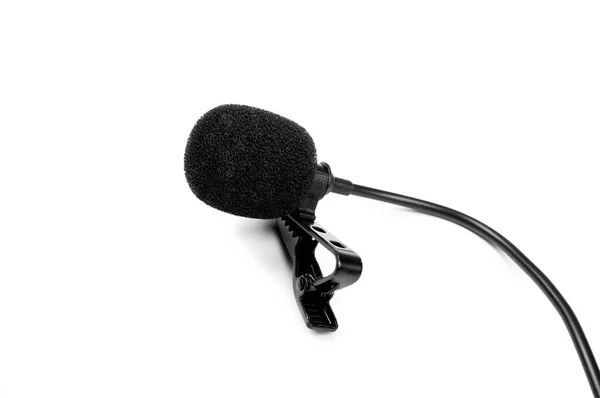 Microphone Lavalier Sur Fond Blanc — Photo