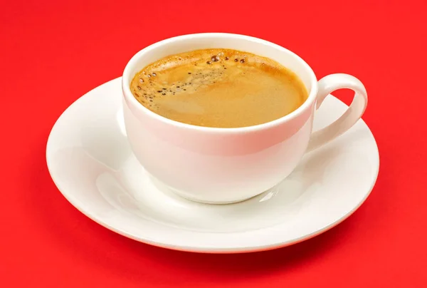 Tasse Espresso Auf Rotem Hintergrund Stockbild