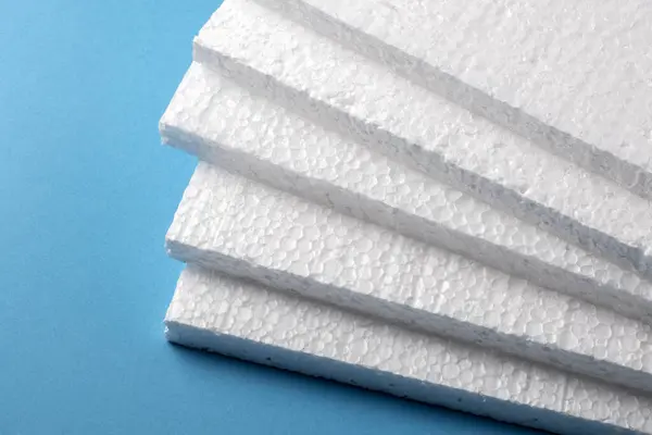 Styrofoam Sheets Blue Background Stock Photo