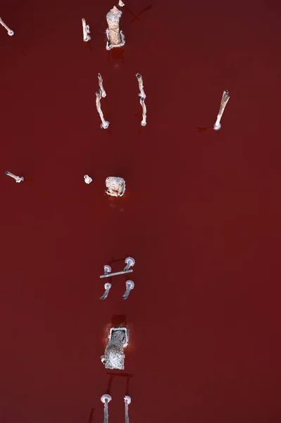 Vista Aérea Agua Roja Estanque Sal — Foto de Stock