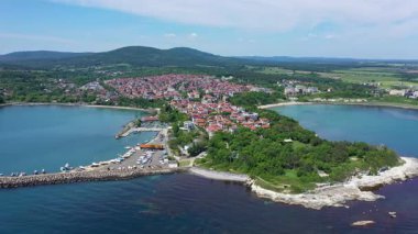 Bulgaristan 'ın Burgaz kentindeki Çarevo kasabasının hava manzarası