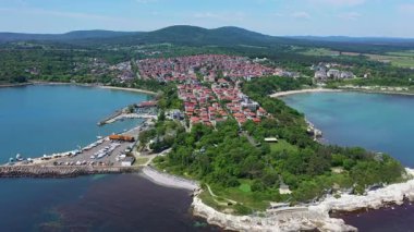 Bulgaristan 'ın Burgaz kentindeki Çarevo kasabasının hava manzarası
