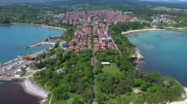 Bulgaristan 'ın Burgaz kentindeki Çarevo kasabasının hava manzarası