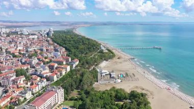 Bulgaristan 'ın Burgaz kentinin sırık ve deniz manzarası