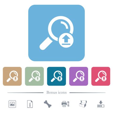 Arama sonuçlarını renkli yuvarlak kare arkaplanlarda beyaz düz simgeler halinde yükle. 6 bonus simgesi dahil
