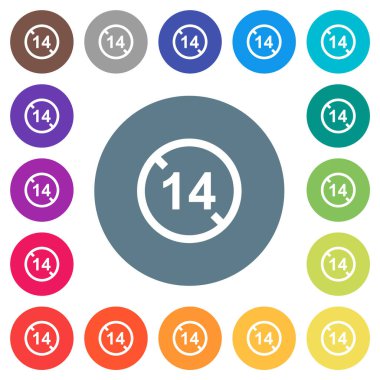 Yuvarlak renkli arka planda 14 düz beyaz simgenin altına izin verilmiyor. 17 arkaplan renk varyasyonu dahil.