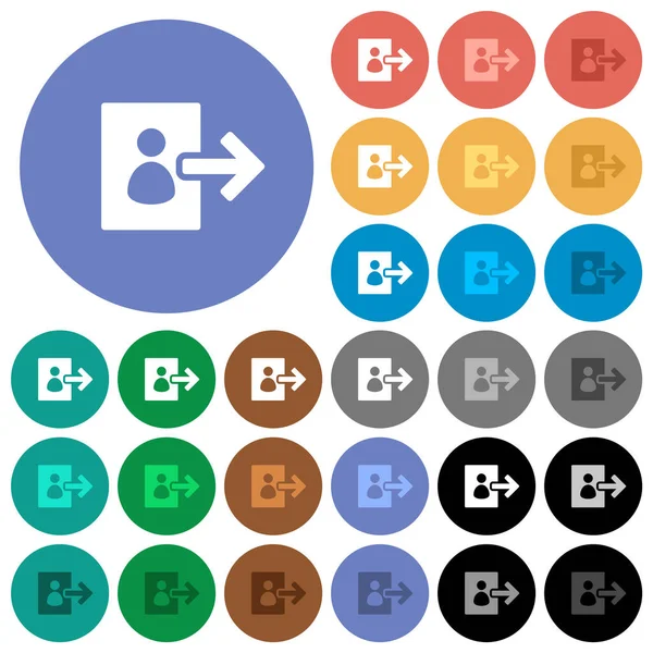 Gebruiker Logout Solide Multi Gekleurde Platte Pictogrammen Ronde Achtergronden Inclusief — Stockvector