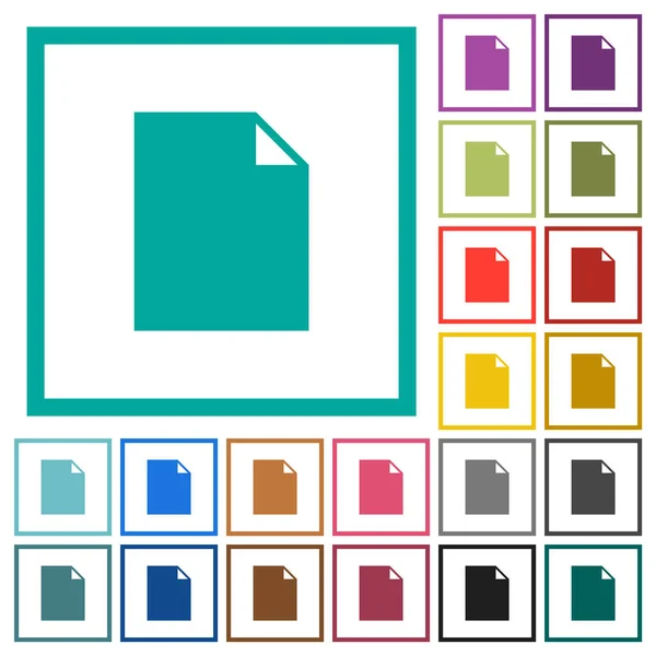 Κενό Φύλλο Εγγράφου Στερεά Επίπεδη Χρώμα Εικονίδια Πλαίσιο Τεταρτημόριο Λευκό — Διανυσματικό Αρχείο