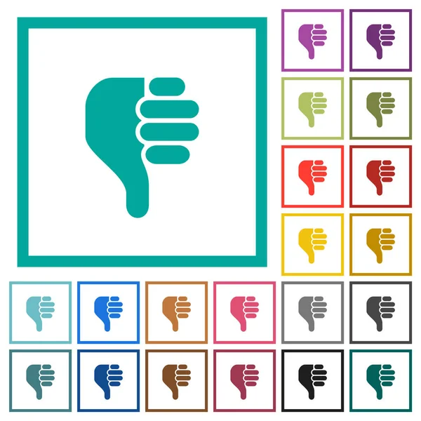 Left Handed Thumbs Solid Flat Color Icons Quadrant Frames White — Stock Vector