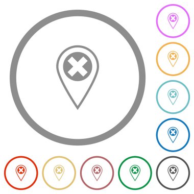 GPS konumu beyaz arkaplan üzerindeki yuvarlak çizgilerdeki düz renk simgelerini iptal et