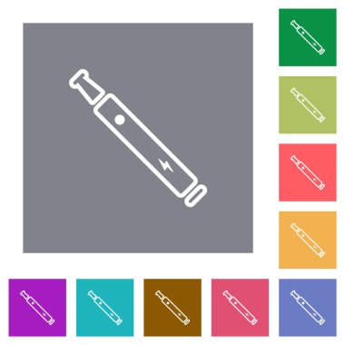 Basit renk kare arkaplanlar üzerinde elektronik sigara ana hatları düz simgeler