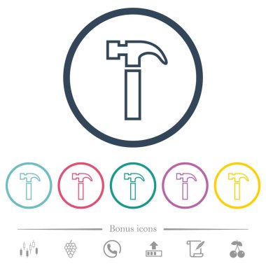 Çekiç ana hatları düz renkli simgeler ve yuvarlak hatlar. 6 bonus simgesi dahil.