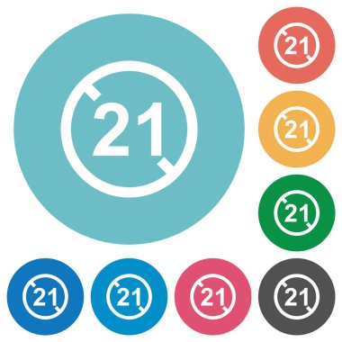 Yuvarlak renkli arka planda 21 düz beyaz simgenin altına izin verilmiyor