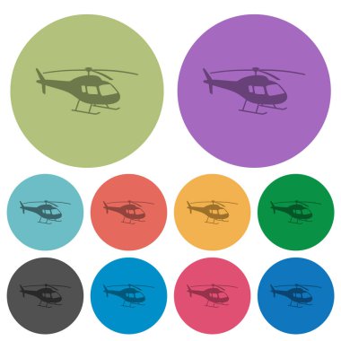 Helikopter silueti daha koyu düz simgeler renk yuvarlak arkaplan üzerinde