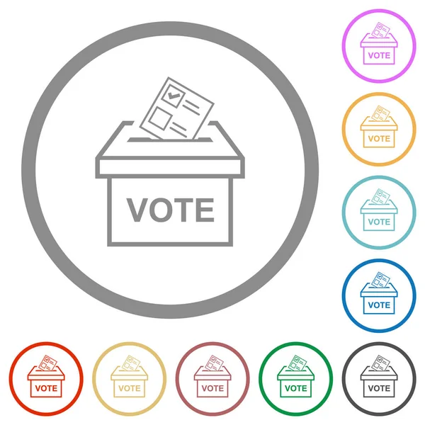 Voting Paper Ballot Box Outline Flat Color Icons Outlines White — Stock Vector