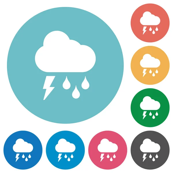 Stormy Weather Flat White Icons Color Backgrounds — Stock Vector