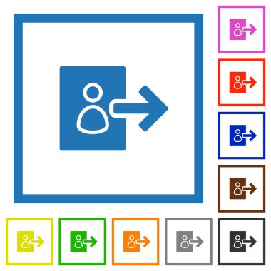 Beyaz arkaplan üzerindeki kare çerçevelerde kullanıcı çıkışı alternatif düz renk simgeleri