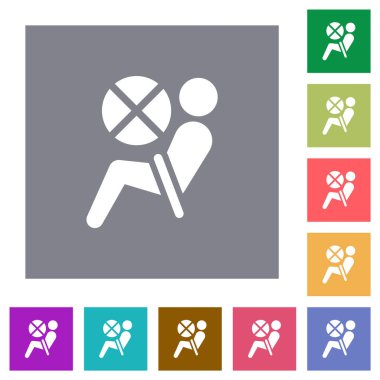 Basit renk kare arkaplan üzerinde pasifleştirilmiş hava yastığı göstergesi düz simgeleri