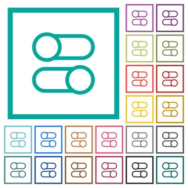 Yatay geçiş anahtarlarını beyaz arkaplanda çeyrek çerçeve olan düz renk simgelerine çevirir