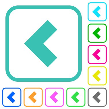 Beyaz arkaplan üzerinde eğri kenarlı düz simgelerde düz düz düz düz ok sol 90 derece