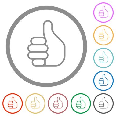 Sağ el, beyaz arkaplanda yuvarlak çizgilerde düz renk simgelerini yukarı doğru parmakla gösterir