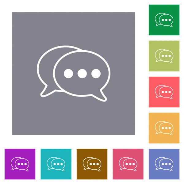 Two Oval Active Chat Bubbles Outline Flat Icons Simple Color — Stock Vector