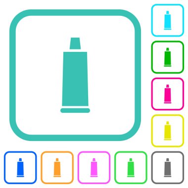 Diş macunu tüpü beyaz arkaplan üzerinde eğri kenarlı düz simgeler