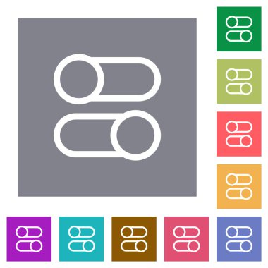 Yatay geçiş anahtarlarını basit renk kare arkaplanlarındaki düz çizgi simgelerine çevirir