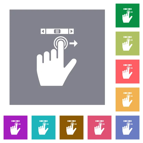 Left Handed Scroll Right Gesture Flat Icons Simple Color Square — Stock Vector