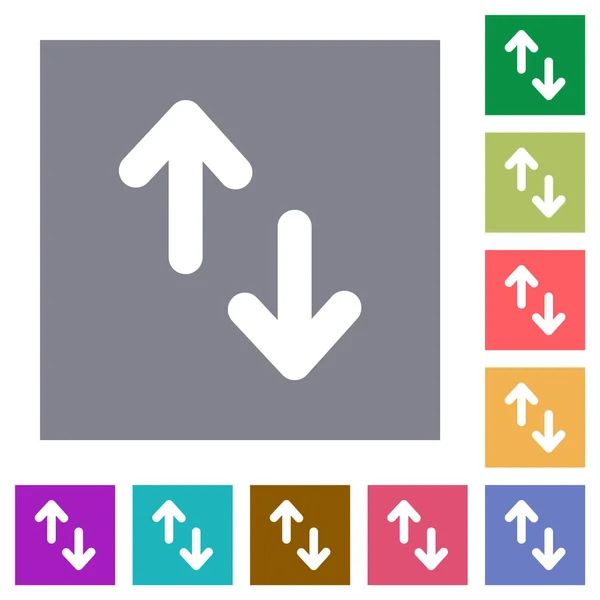 Transferencia Datos Iconos Planos Sólidos Fondos Cuadrados Color Simple — Vector de stock