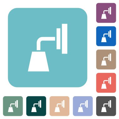 Renkli yuvarlak kare arkaplan üzerine beyaz duvar lambası simgeleri