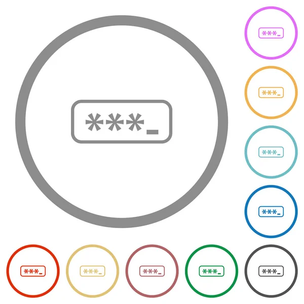 Pin Код Начерчивает Плоские Цветовые Иконки Круглыми Контурами Белом Фоне — стоковый вектор