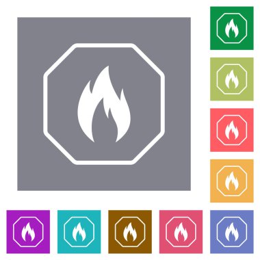 Sekizgen şekilli doğal gaz yaptırım işareti basit renk kare arkaplan üzerindeki düz simgeler