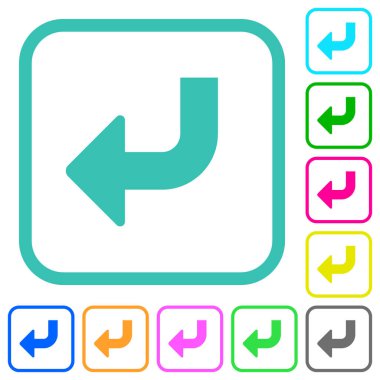 Alt sol taraf ok düz renkli düz simgeler beyaz arkaplan üzerinde eğri kenarlı