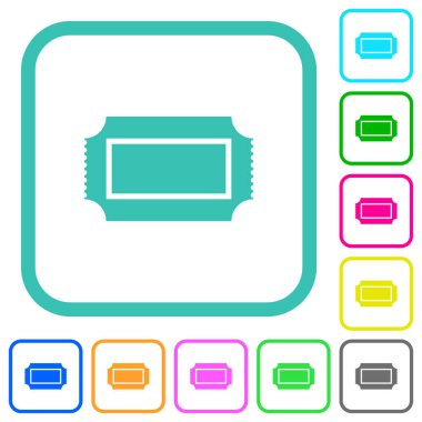Beyaz arkaplanda eğimli sınırlarda delikli kenarları olan canlı renkli düz simgeler