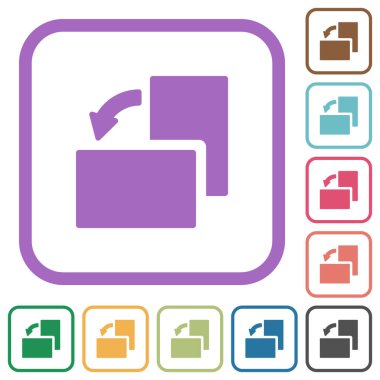 Beyaz arkaplanda soldaki yuvarlak kare çerçevelerde basit simgeleri döndürün