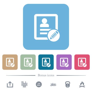 Renkli yuvarlak kare arkaplan üzerindeki beyaz düz simgeleri düzenle. 6 bonus simgesi dahil