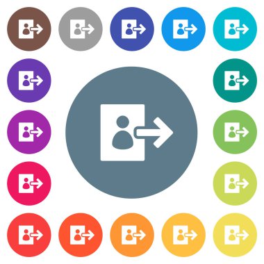 Kullanıcı çıkışı düz beyaz simgeler yuvarlak renkli arkaplanlar. 17 arkaplan renk varyasyonu dahil.