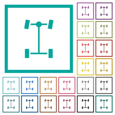 Beyaz arkaplanda çeyrek çerçeveli ön diferansiyel düz renk simgeleri