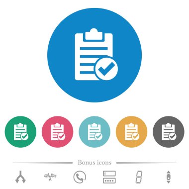 Yuvarlak renkli arka planda düz beyaz simgeler çizildi. 6 bonus simgesi dahil.