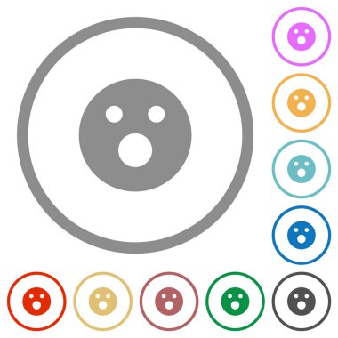 Beyaz arkaplan üzerinde yuvarlak ana hatlar içinde katı düz renk simgeleri şok