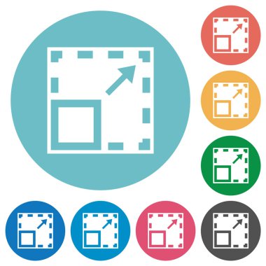 Yuvarlak renk arkaplanında düz beyaz simgeleri büyüt