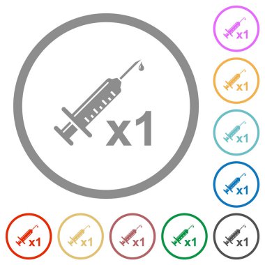 İlk aşı düz renk simgeleri beyaz zemin üzerinde yuvarlak ana hatlar