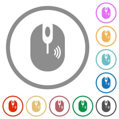 Kablosuz bilgisayar fare düz renk simgeleri beyaz arkaplan üzerinde yuvarlak ana hatlar