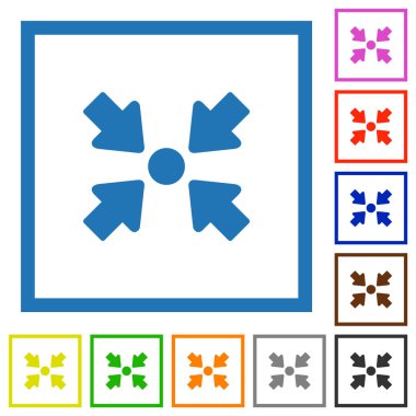 Beyaz arkaplanda kare çerçevelerde katı düz renk simgeleri ortalanıyor